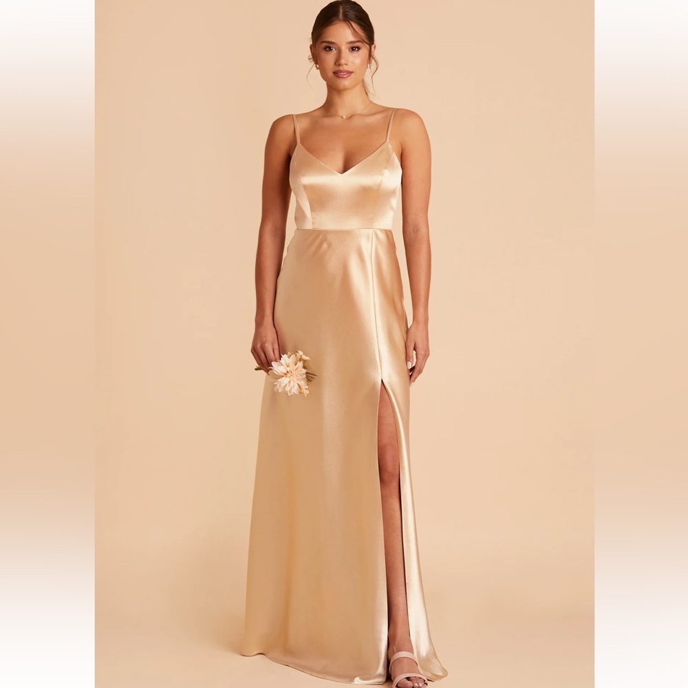 Birdy Grey Satin Maxi Dress in Champagne Gold